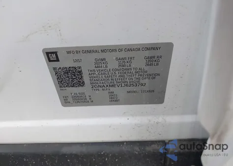 2018 Chevrolet Equinox Premier from USA, damaged, VIN 2GNAXMEV1J6253792